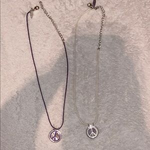 2 aeropostale peace sign necklaces
